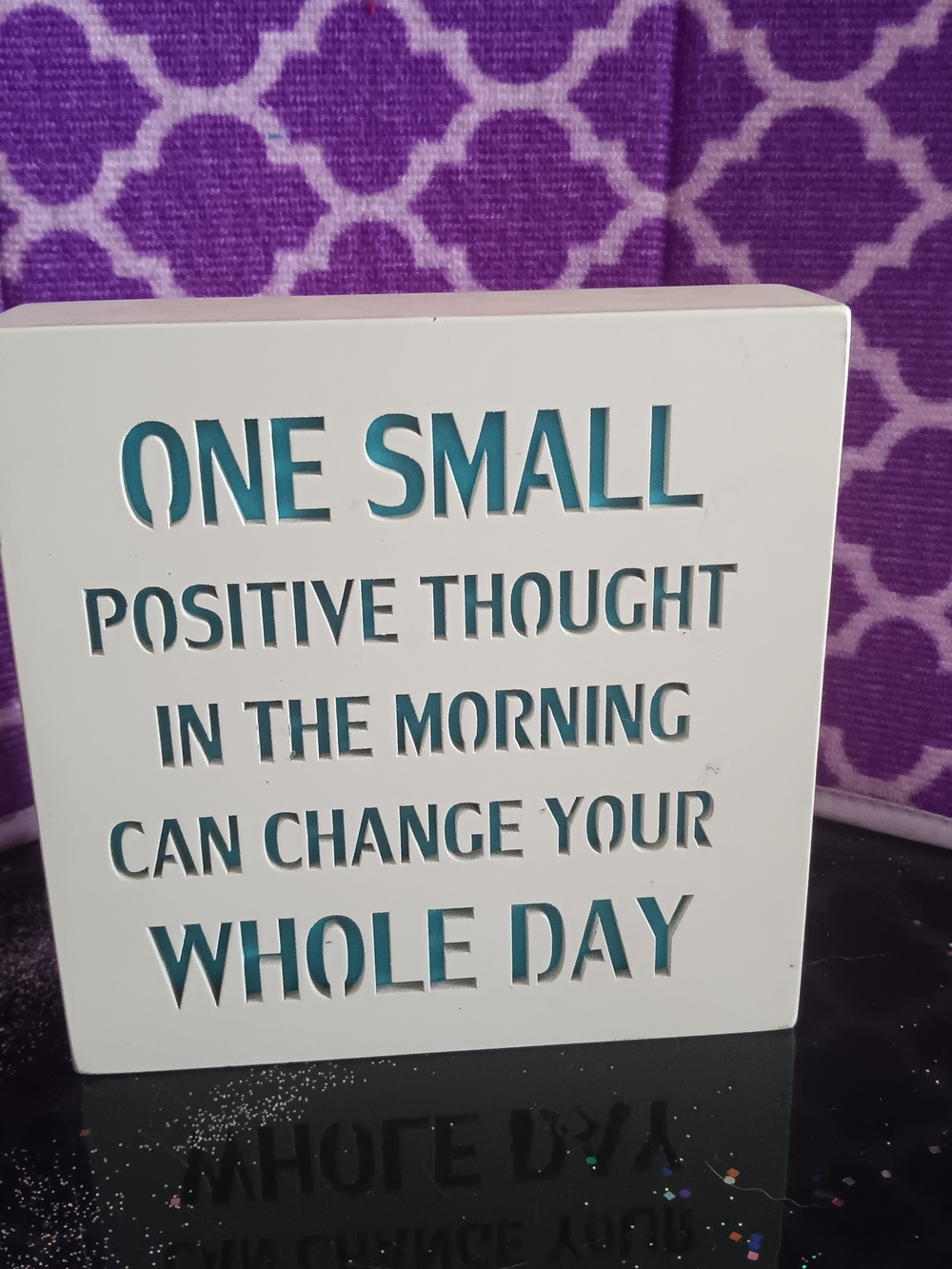 Positive Morning Quote Block in White and Teal - Unbranded